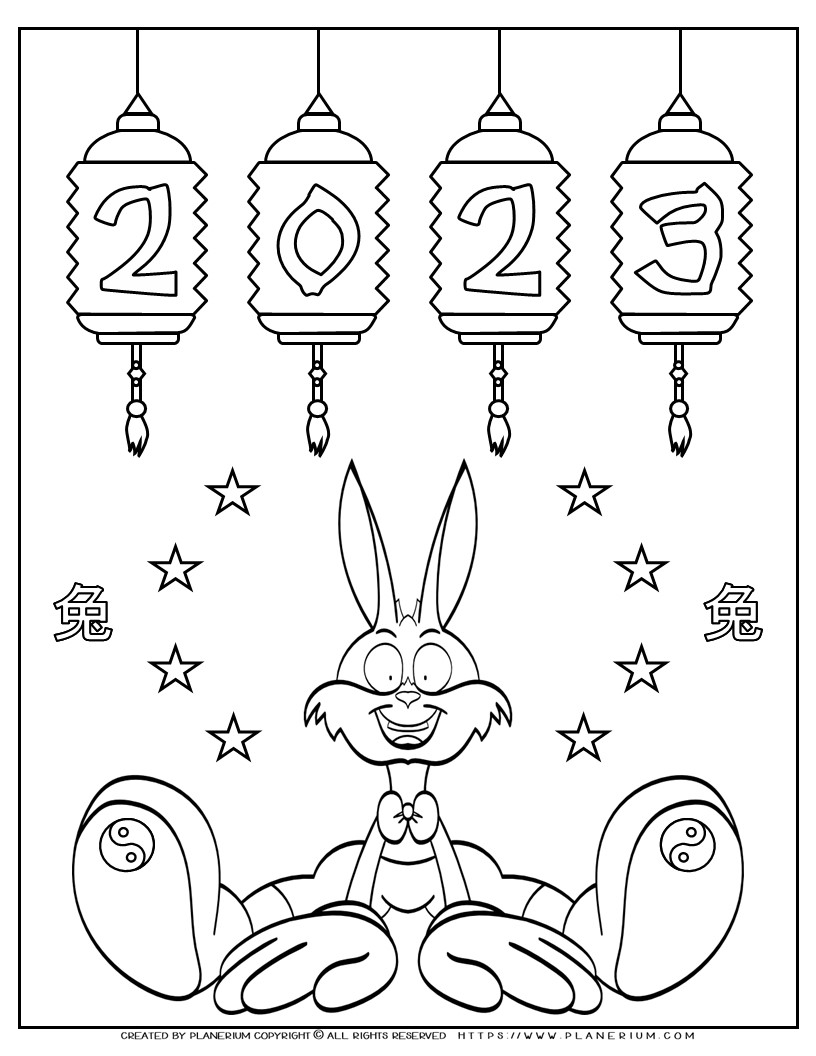 Year Of The Rabbit 2023 Coloring Page | Planerium
