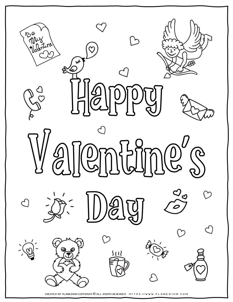 Happy Valentine's Day Coloring Page | Planerium