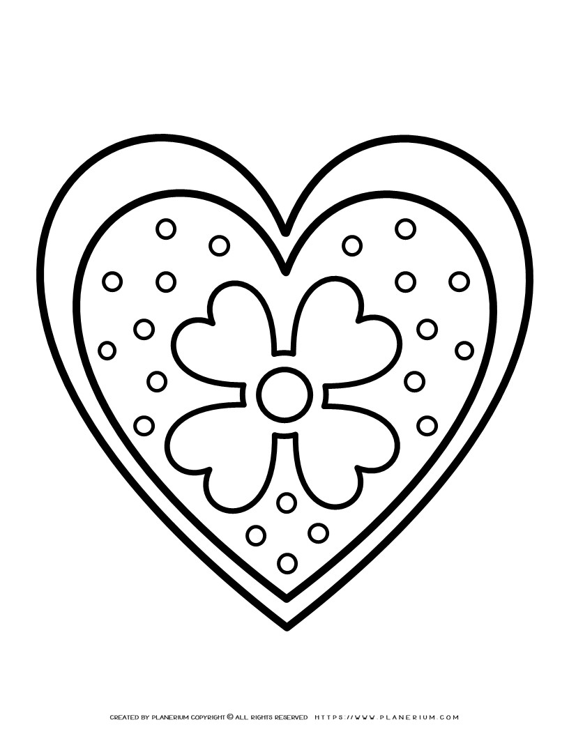 Heart Coloring Page - Decorated Heart | Planerium