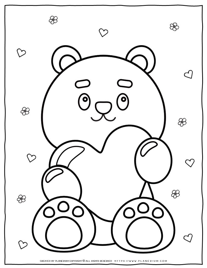 Love Bear Coloring Page | Planerium