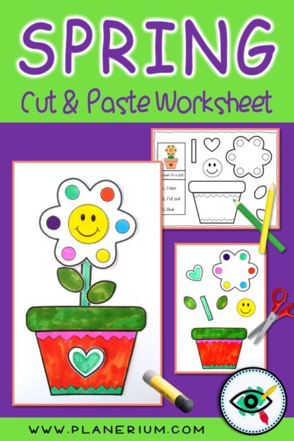 Spring Flower in a Pot Cut and Glue Worksheet Pin by Planerium