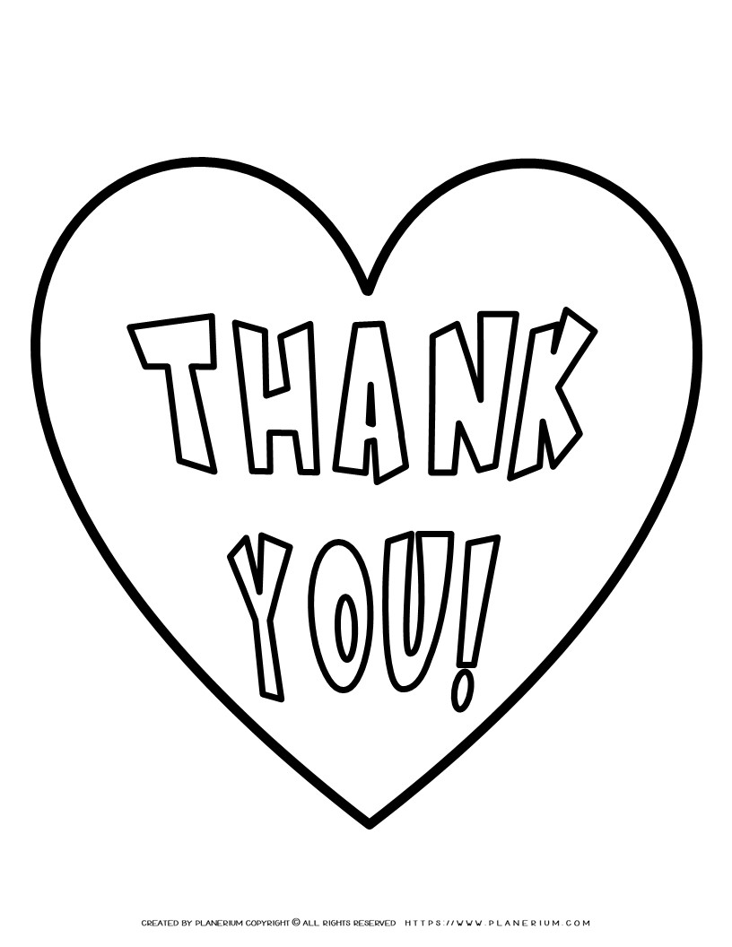 Thank You Heart Coloring Page | Planerium