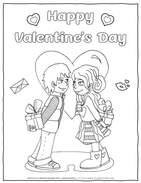 Valentine's Day Coloring Page - Lovers | Planerium