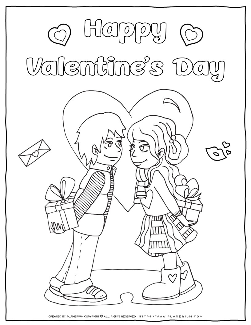 Valentine's Day Coloring Page - Lovers | Planerium