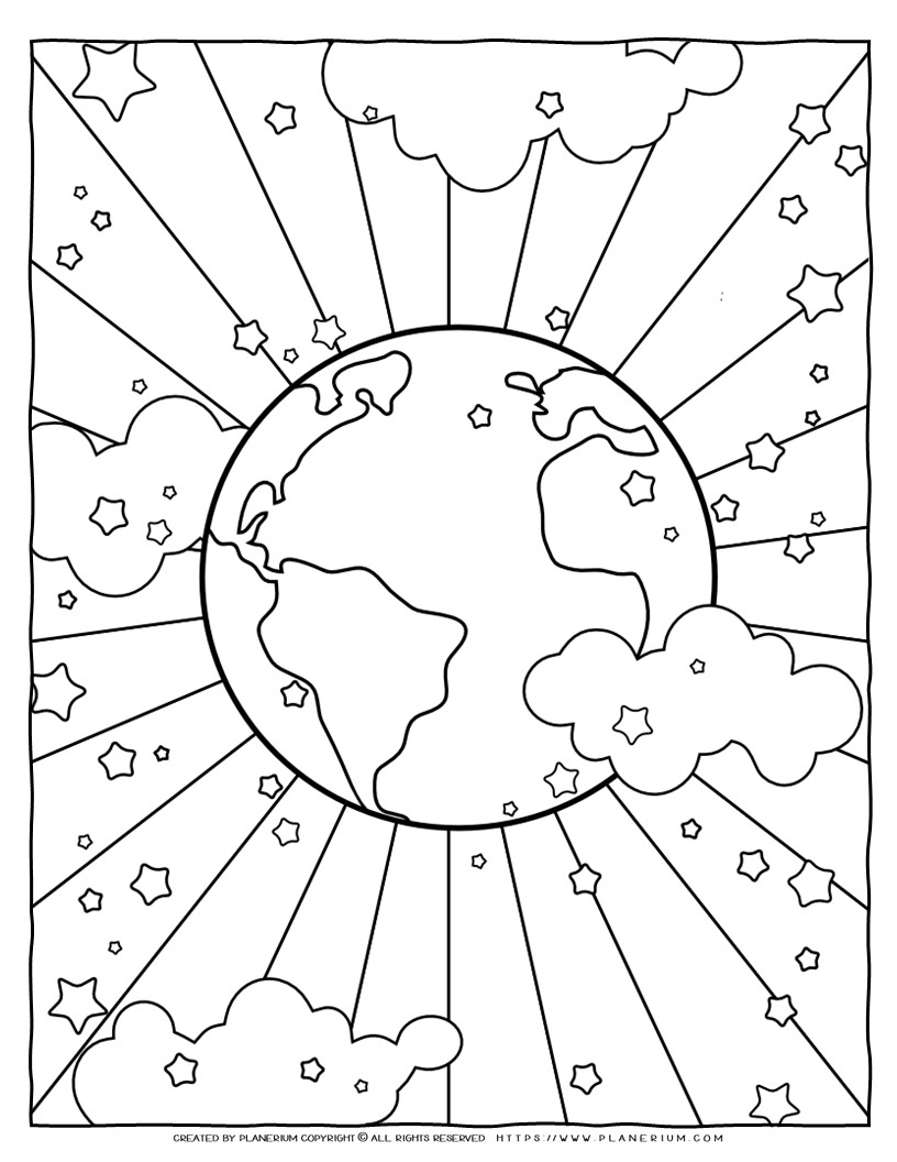 Earth Coloring Page - Educational and Fun Activity for Kids