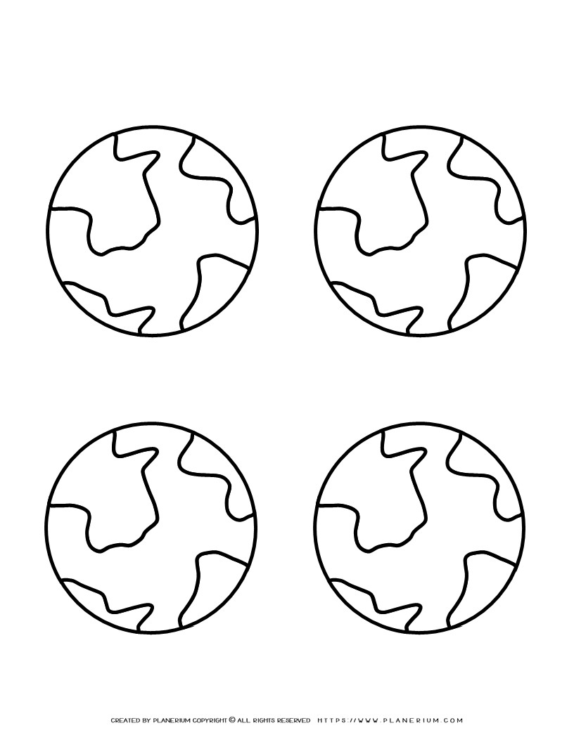 Four Earth Outlines - Geography and Environmental Education for Kids