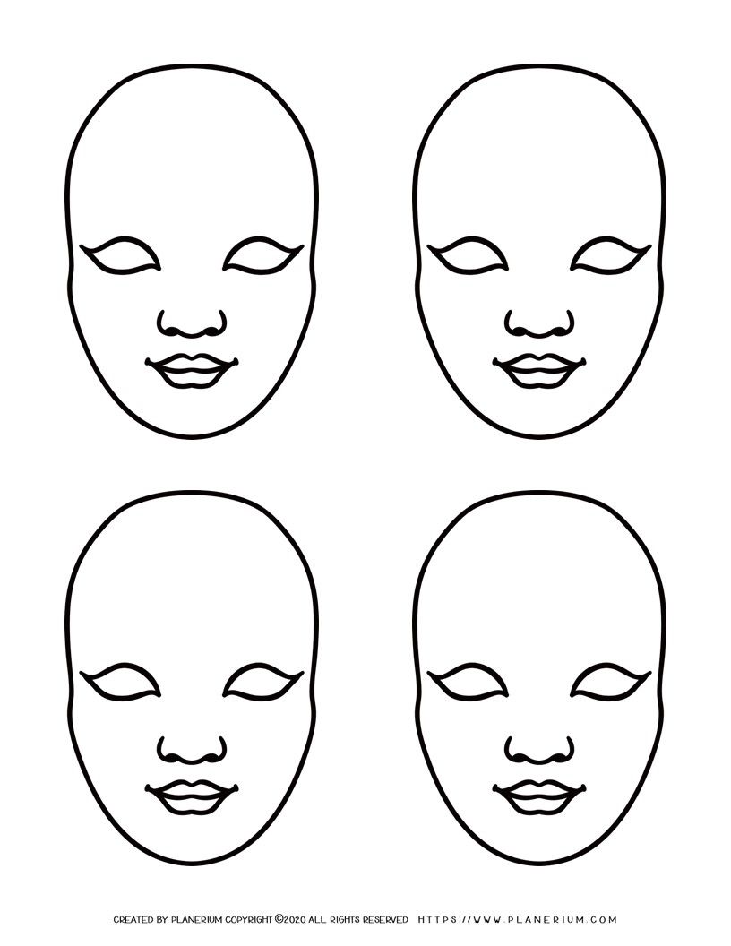 Face Mask Template - Four Masks | Planerium