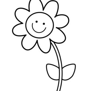Printable Happy Flower coloring page for children