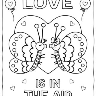 Valentine's Day Coloring Page - Love Butterflies | Planerium