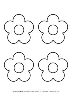 5 Petal Flower Template - Four Flowers | Planerium
