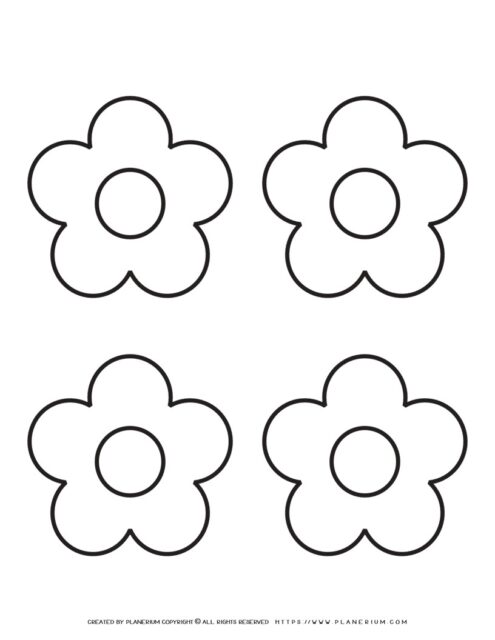 5 Petal Flower Template - Four Flowers | Planerium