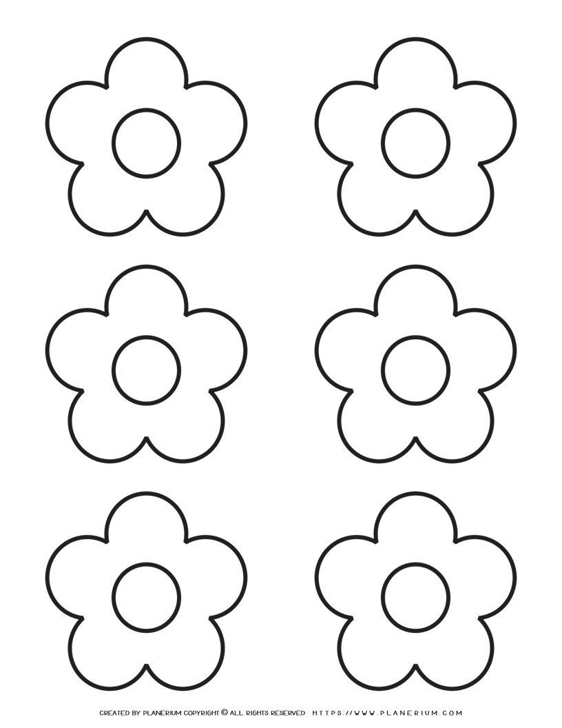 5 Petal Flower Template - Six Flowers | Planerium