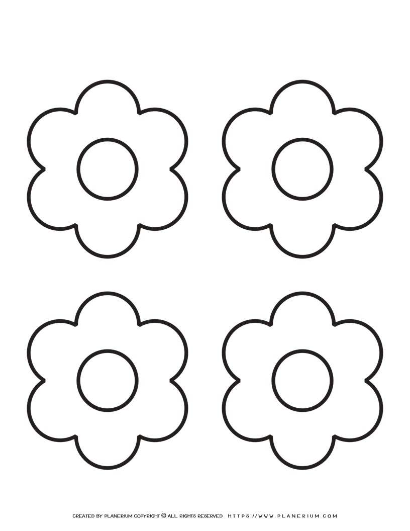 6 Petal Flower Template - Four Flowers | Planerium