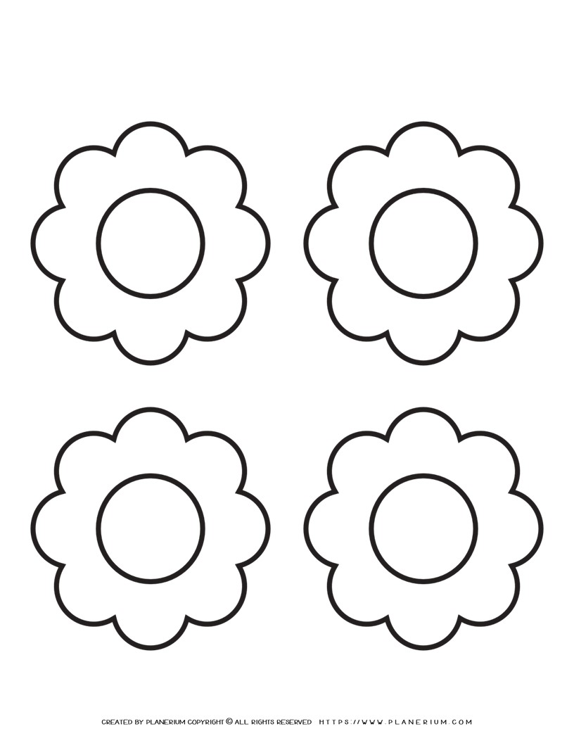 8 Petal Flower Template - Four Flowers | Planerium