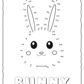 A dot-to-dot image of a bunny face