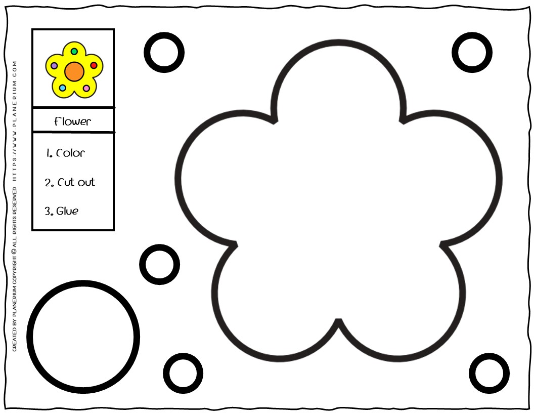 Printable flower cut and paste worksheet for children