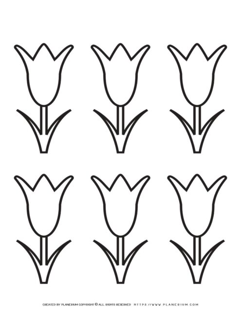 Tulip Template Printable - Six Flowers | Planerium