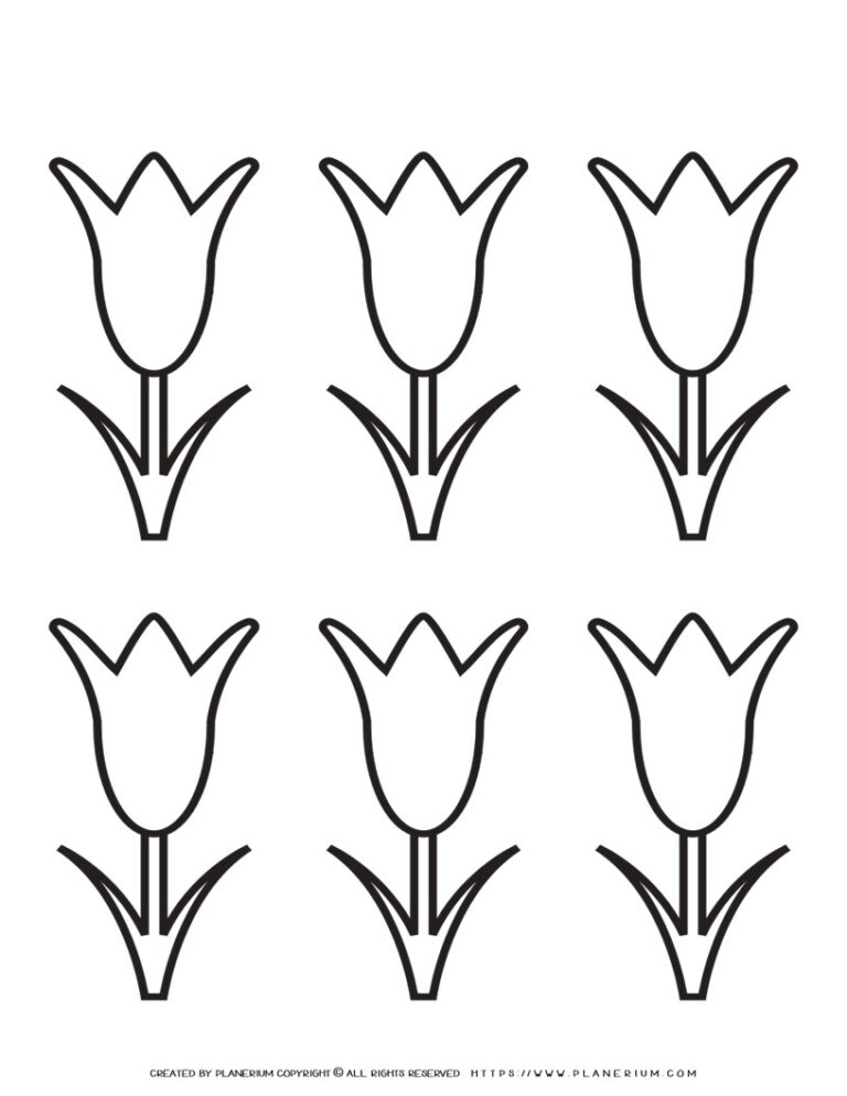 Tulip Template Printable - Six Flowers | Planerium