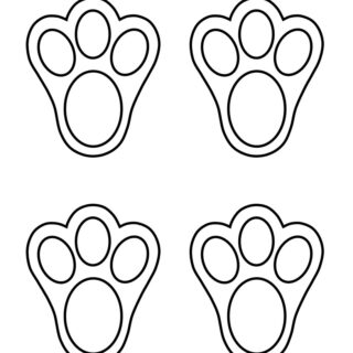 Bunny Footprint Template with Four Outlines for Kids' Craft Activities