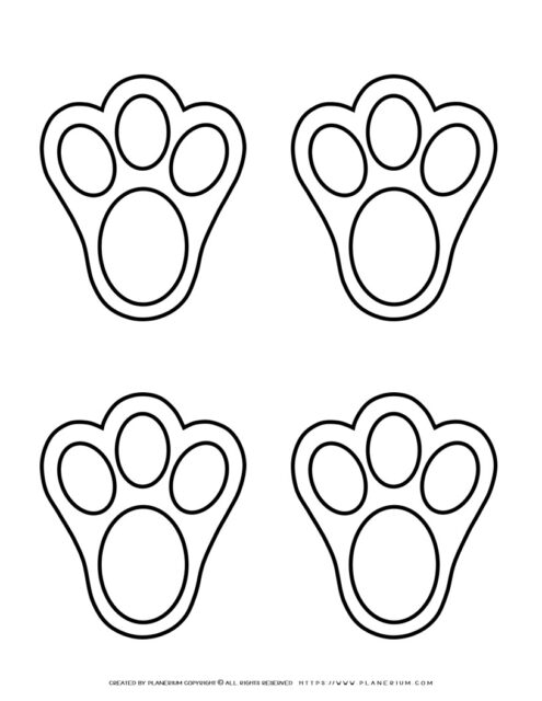 Bunny Footprint Template with Four Outlines for Kids' Craft Activities