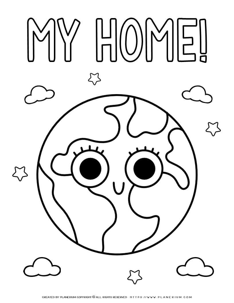 Earth Coloring Page for Kids - My Home