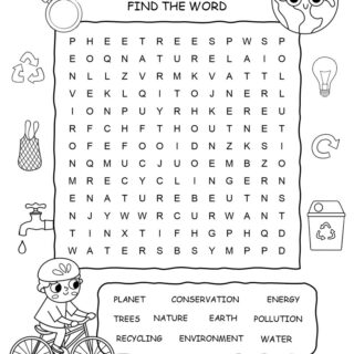 Earth Day Word Search for Kids with 10 Words
