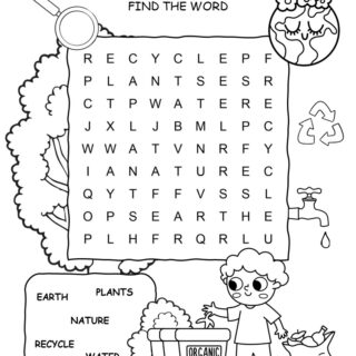 Earth Day Word Search for Kids with 5 Words