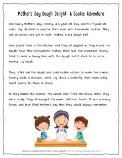 Mother's Day Story for Kids - Cookie Adventure - Free Printable with a Mom and Her Children Making Cookies Together