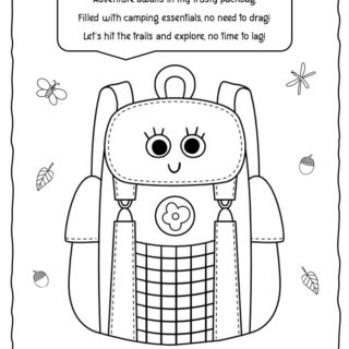 Camping Backpack Coloring Page for Kids