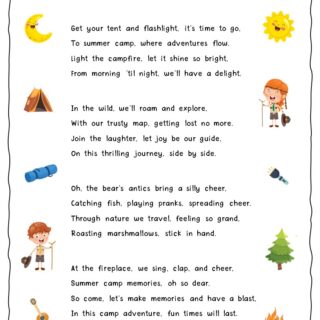 Wilderness Wonders - Summer Camp Adventure Lyrics Printable for Kids