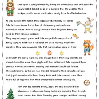 Engaging Summer Camping Story Printable for Kids.