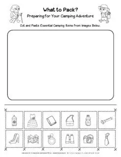 Camping Worksheet - What to Pack for Kids