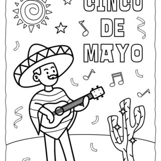 Cinco de Mayo Man with Guitar Coloring Page for Kids