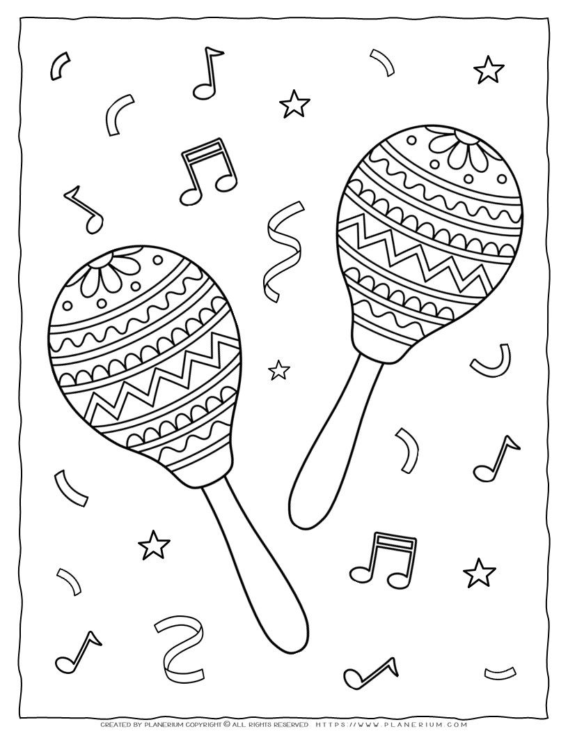 Cinco de Mayo Coloring Page - Maracas