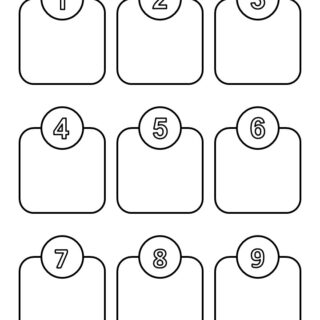 Counting Template with Nine Boxes and Numbers 1-9