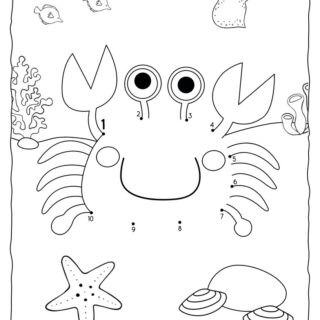 Crab connect-the-dots activity for kids.