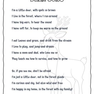 Deer Song for Kids Printable Lyrics Sheet