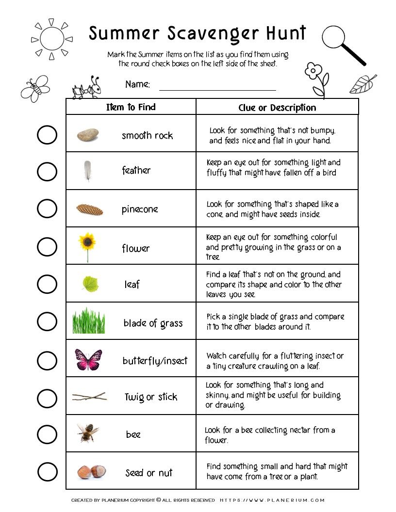 Kids Summer Scavenger Hunt Kids Summer Scavenger Hunt