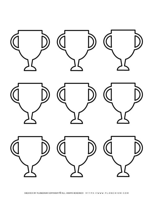 Printable Trophy Template with Nine Trophies