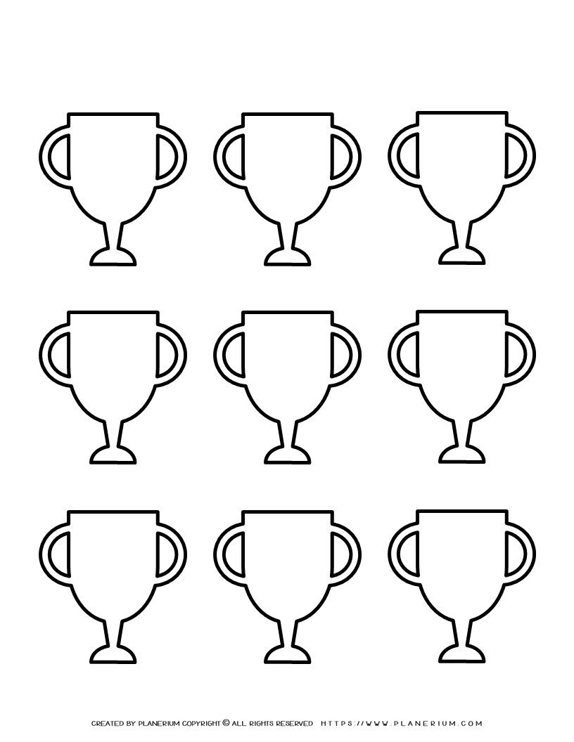 Printable Trophy Template with Nine Trophies