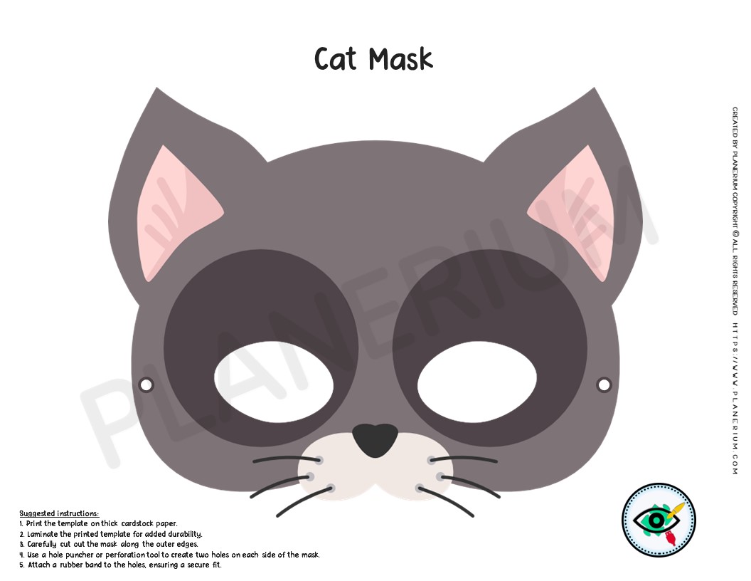 Colorful Cat Mask Template