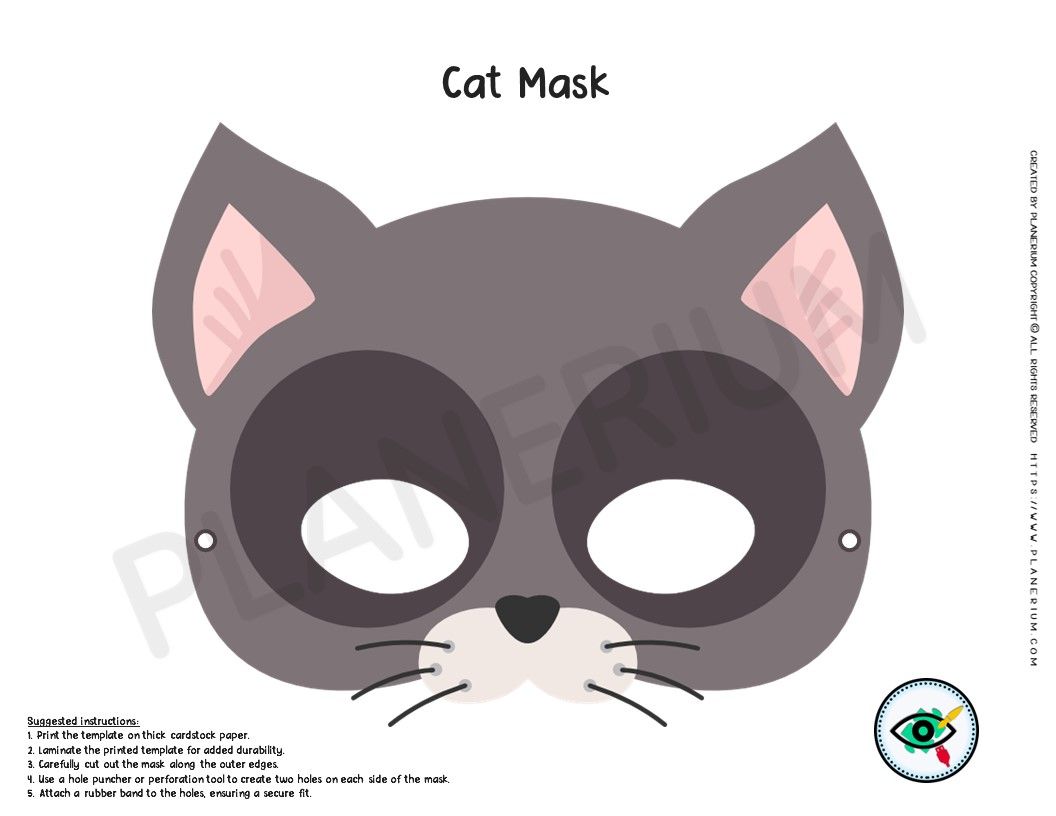 Colorful Cat Mask Template - Creative Craft Activity for Kids