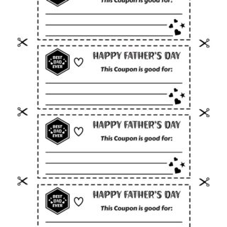 Father's Day Coupon Templates Printable - Black and White