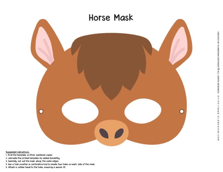 Colorful Printable Horse Mask Template for Kids