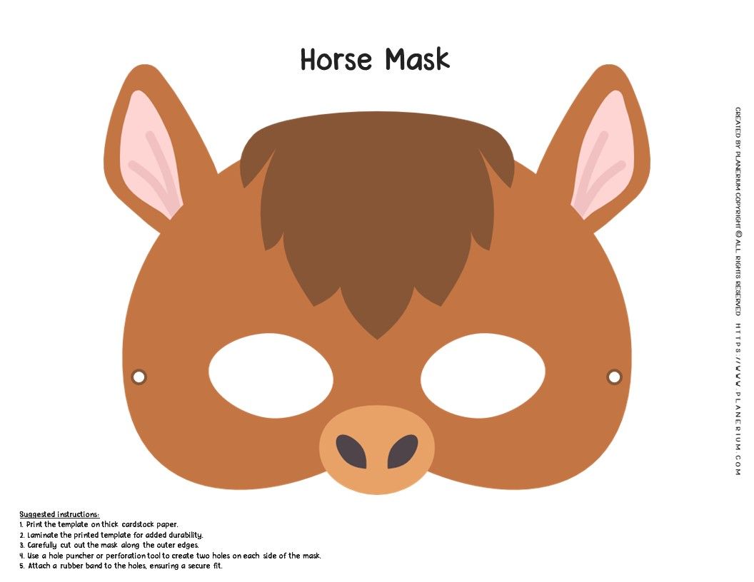 Colorful Printable Horse Mask Template for Kids