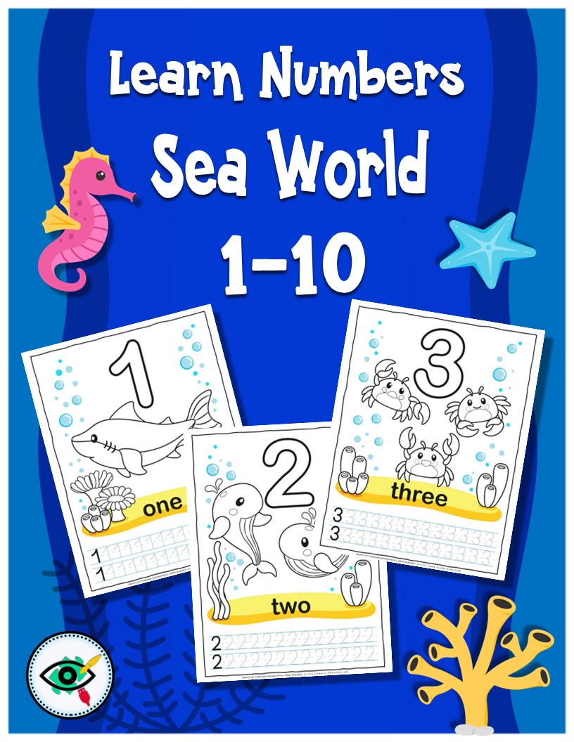 Sea World Numbers 1-10 Printables for Kids