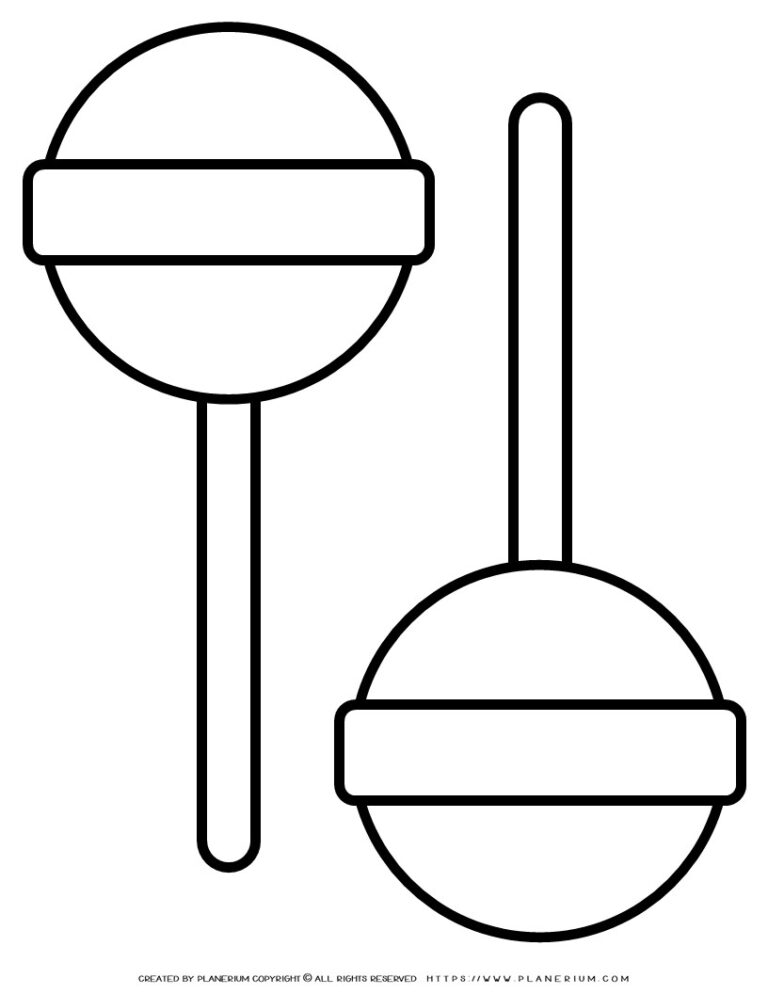 Cute Lollipop Outline - Two Lollipops for Crafts and Activities - Planerium