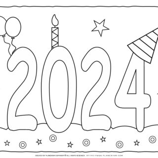 New Year Party Coloring Page - Planerium
