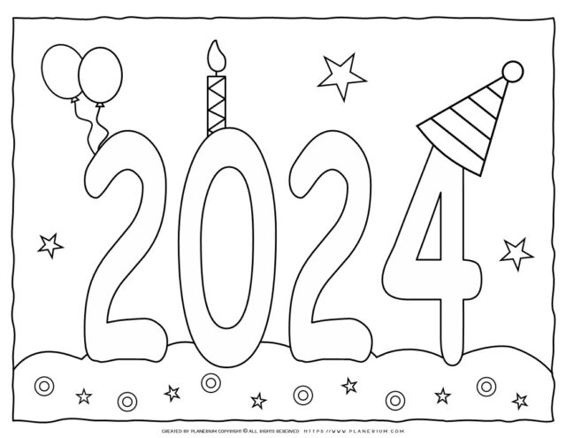 New Year Party Coloring Page - Planerium