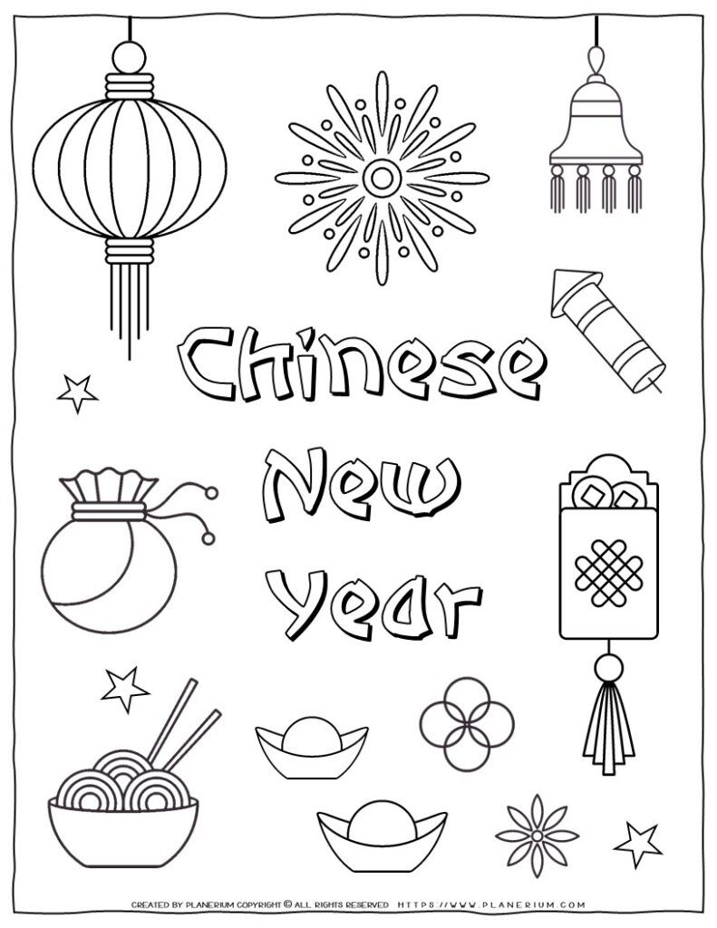 colouring pages chinese new year 2025